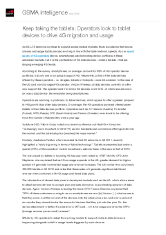 Keep taking the tablets: Operators look to tablet devices to drive 4G migration and usage