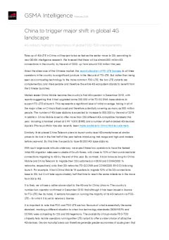 China to trigger major shift in global 4G landscape - 4G rollouts highlight importance of global FDD-TDD interoperability