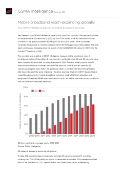 Mobile broadband reach expanding globally - New GSMA Intelligence data set on mobile broadband coverage