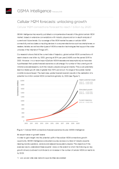 Cellular M2M forecasts: unlocking growth - Cellular M2M connections forecast to reach 1 billion by 2020