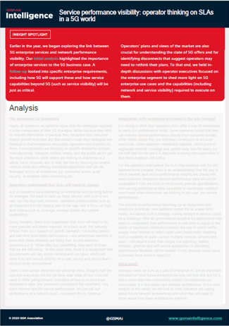 Service performance visibility: operator thinking on SLAs in a 5G world