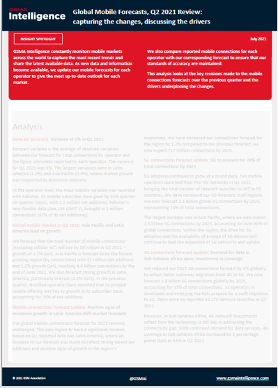 Global Mobile Forecasts, Q2 2021 Review: capturing the changes, discussing the drivers