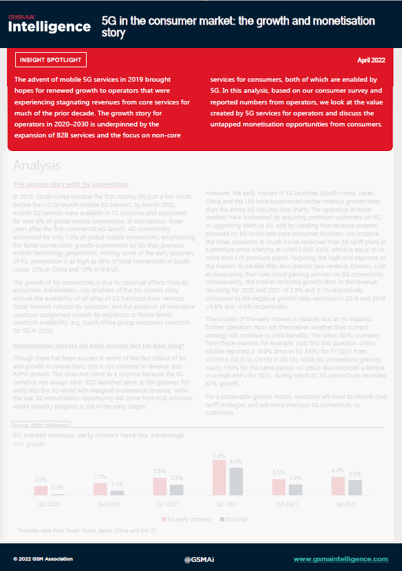 5G in the consumer market: the growth and monetisation story