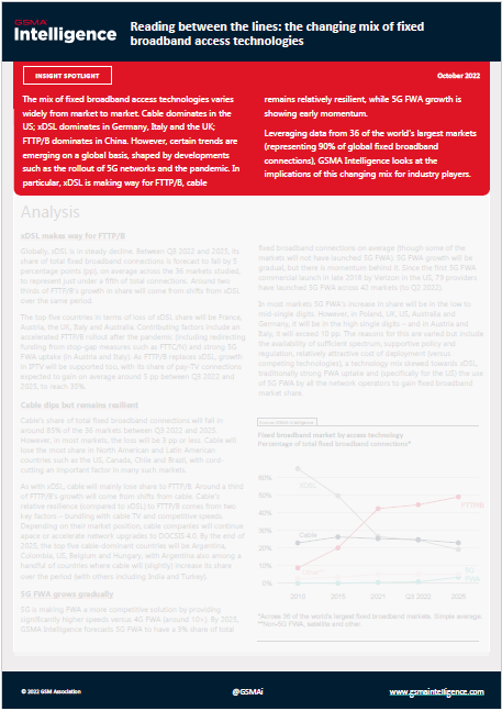 Reading between the lines: the changing mix of fixed broadband access technologies