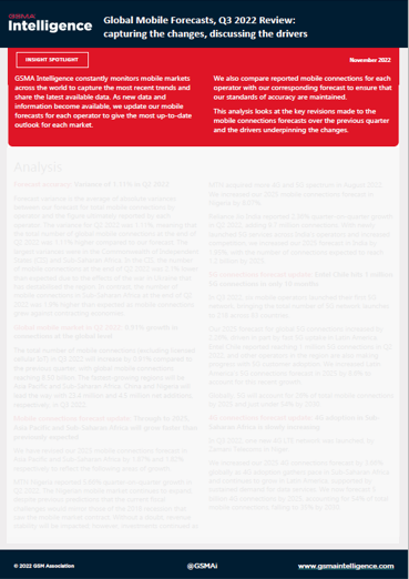 Global Mobile Forecasts, Q3 2022 Review: capturing the changes, discussing the drivers