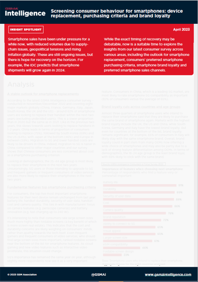 Screening consumer behaviour for smartphones: device replacement, purchasing criteria and brand loyalty