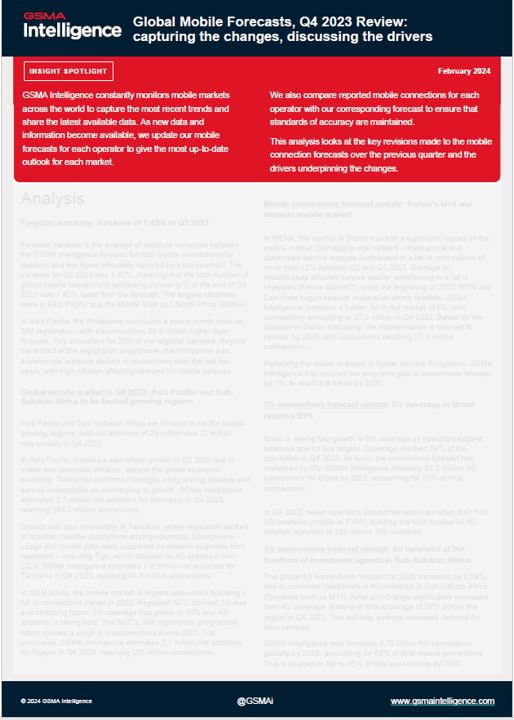 Global Mobile Forecasts, Q4 2023 Review: capturing the changes, discussing the drivers